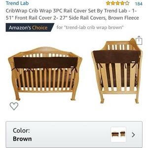Brand new crib rail covers. Brown 3piece set